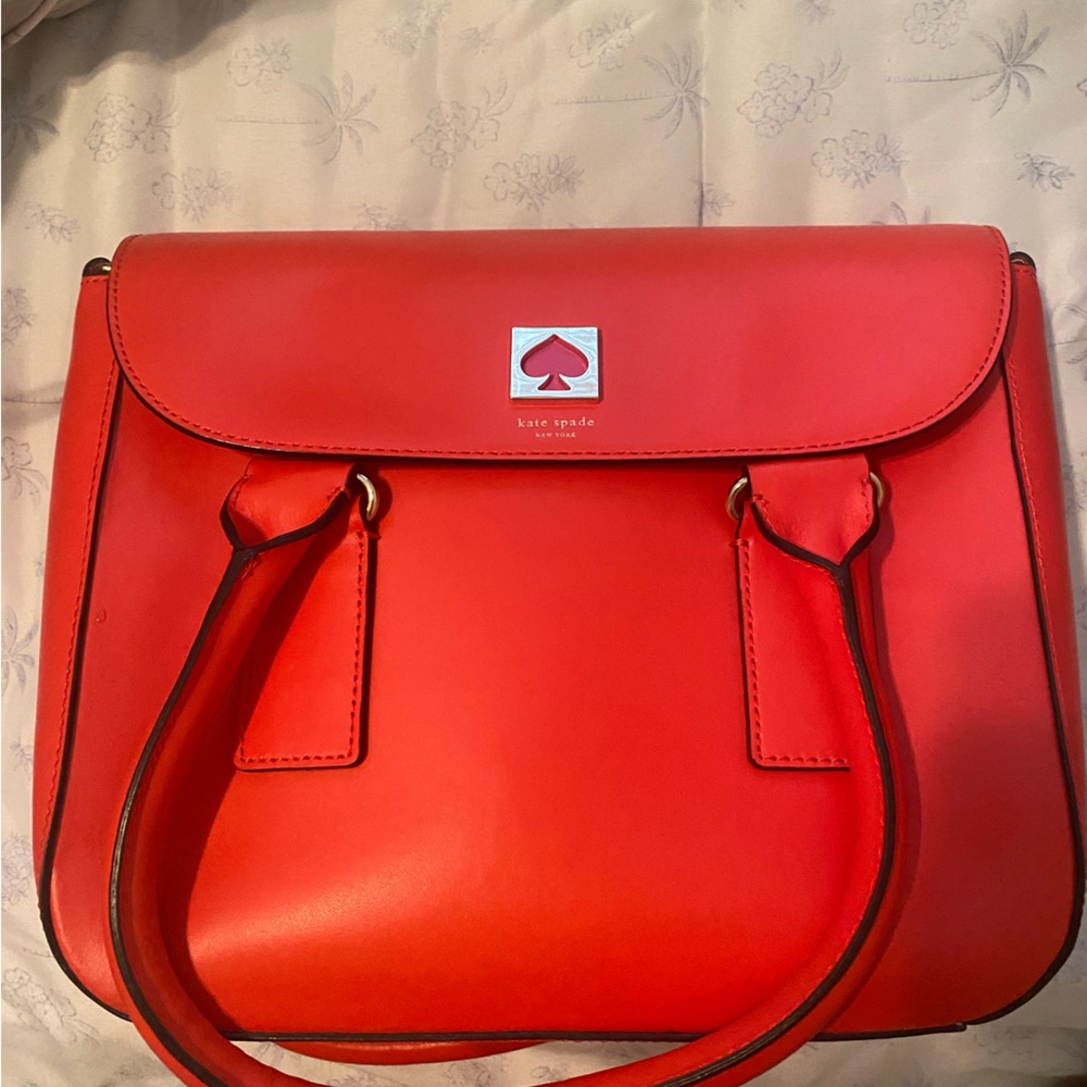 Kate Spade Red Satchel Structured Leather Bag